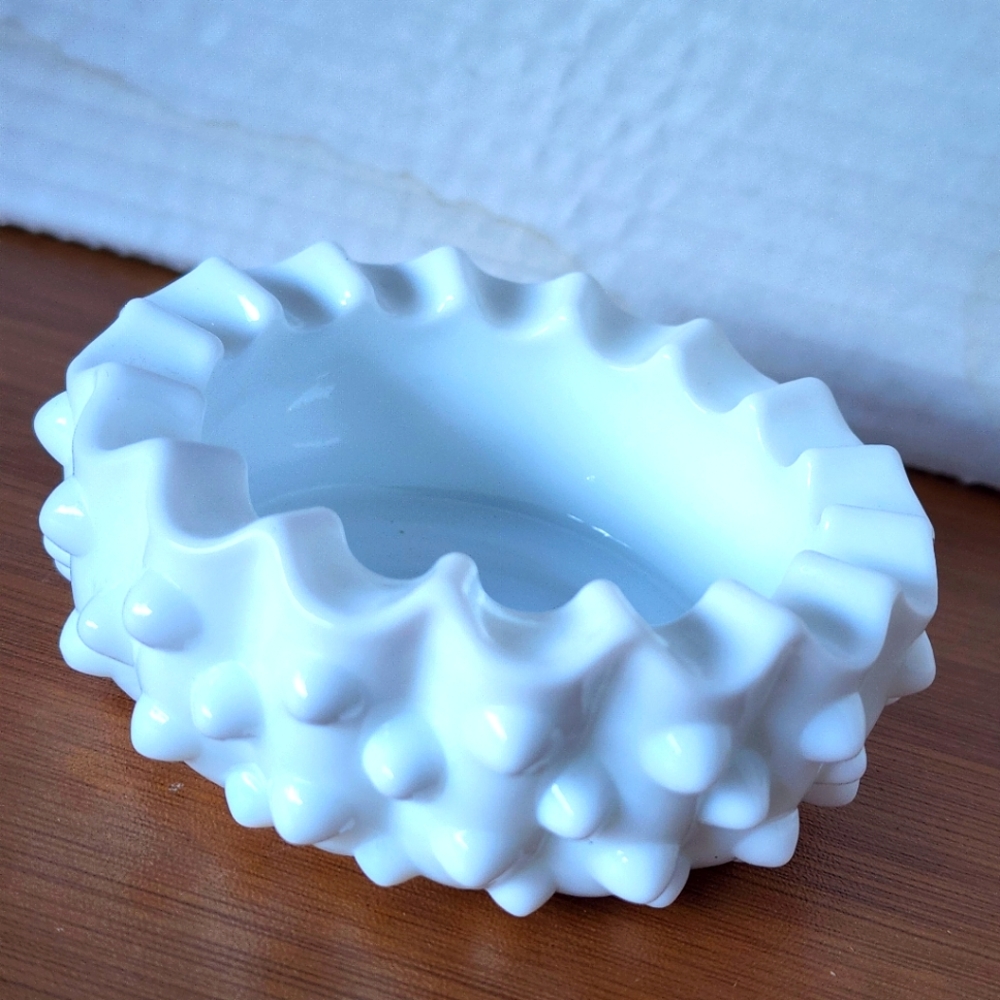 Milkglass dish hobnail